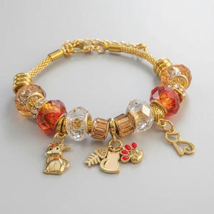 MEOW European beaded bracelet - Gold - - LadybugfeetDesigns -