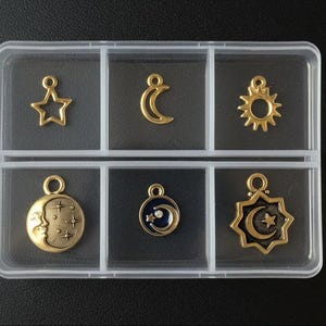 Celestial Mini Charm Box - 6 pc., Gold - - LadybugfeetDesigns -