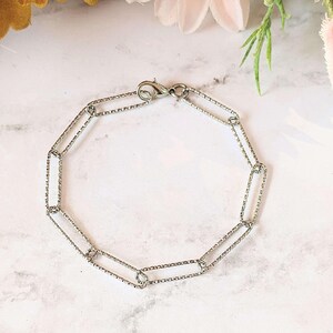 Diamond Cut Silver Paperclip Chain Bracelet - - LadybugfeetDesigns -