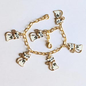 Kitty Cat Charm Bracelet, Gold-Tone - - LadybugfeetDesigns -