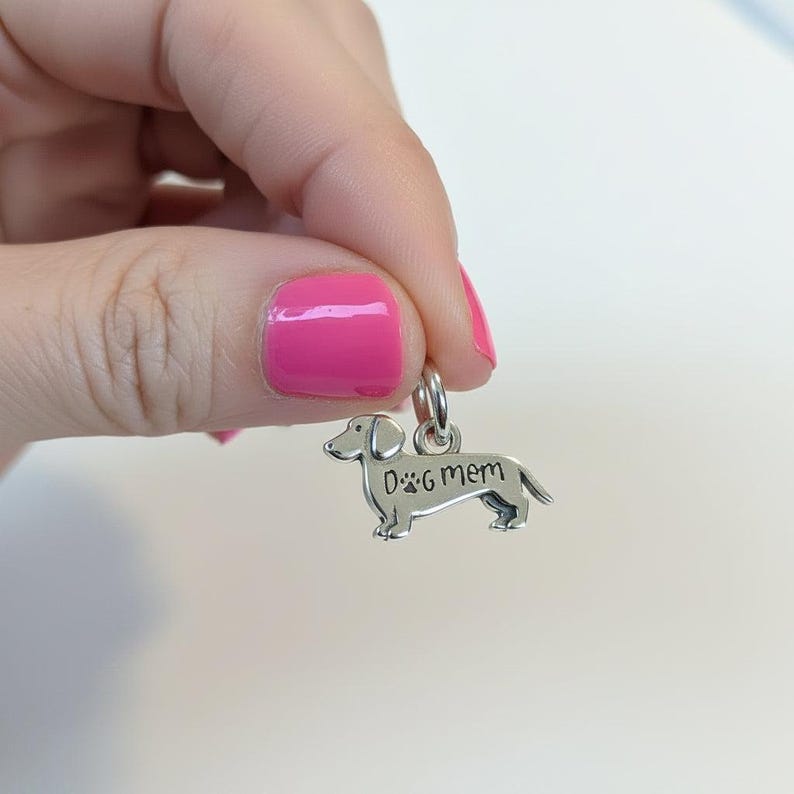 Dog Mom Necklace, 20 inches - Silver - - LadybugfeetDesigns -