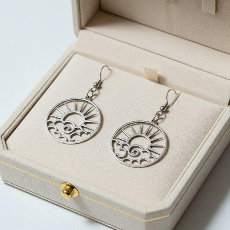 Sunny Day Sterling Silver dangle earrings - - LadybugfeetDesigns -