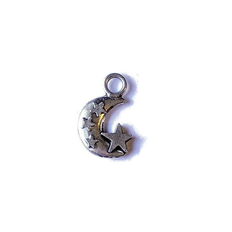 Silver Celestial Moon & Star Charm - - LadybugfeetDesigns -