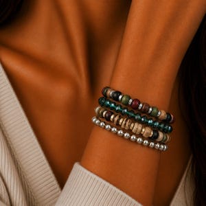 Multi Colored Stretch Bracelet Stack - - LadybugfeetDesigns -