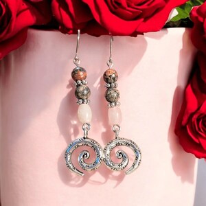 Opal, Jasper Swirl Earrings - - LadybugfeetDesigns -