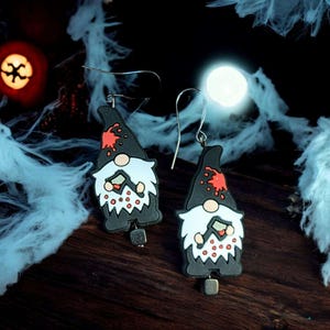 Gnome Halloween Earrings - - LadybugfeetDesigns -