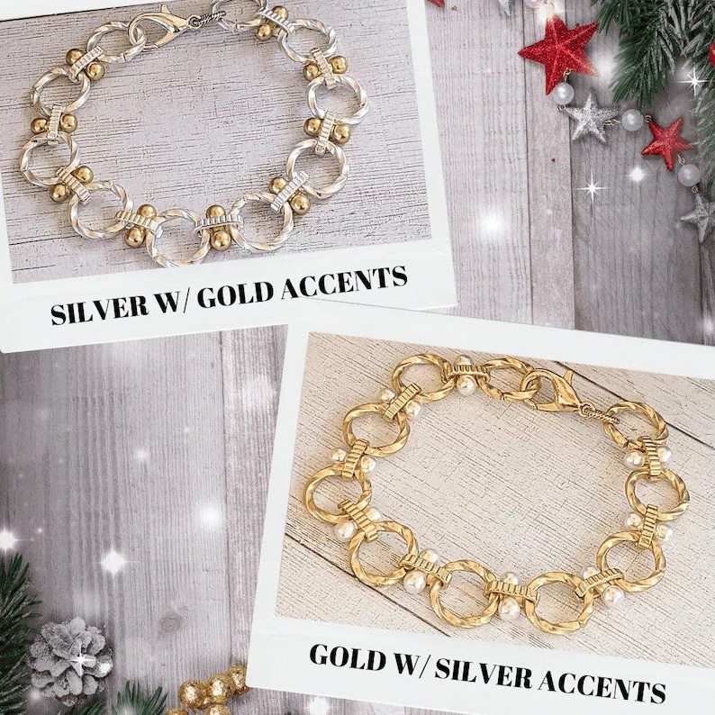 Chunky Two-Tone Chain Bracelet - - LadybugfeetDesigns -