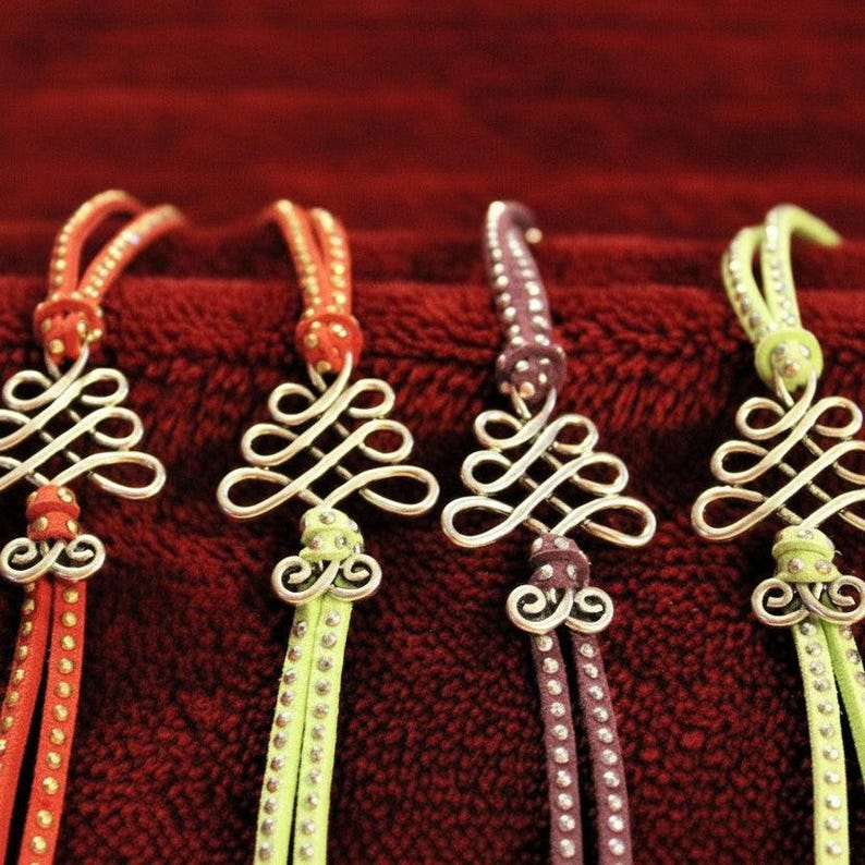 Unalome/Triple Infinity Beaded Suede Bracelet - - LadybugfeetDesigns -