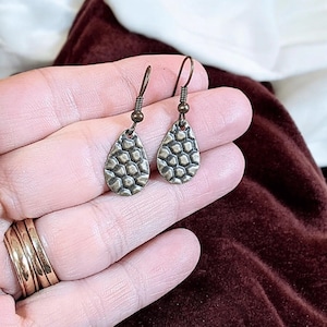 Antique Bronze Crocodile Tears Earrings - - LadybugfeetDesigns -