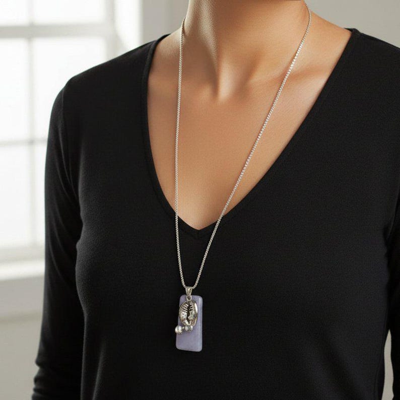 Manatee with Calf Tag necklace, Silver - 30 inch - - LadybugfeetDesigns -