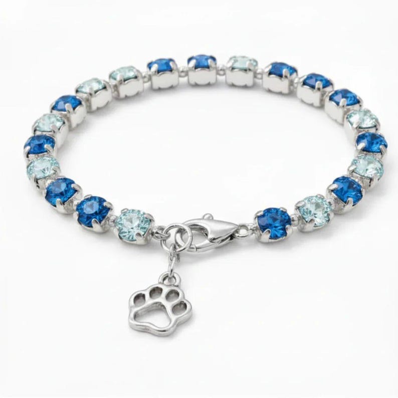 Dog/Cat Paw Faceted Crystal Bracelet - - LadybugfeetDesigns -