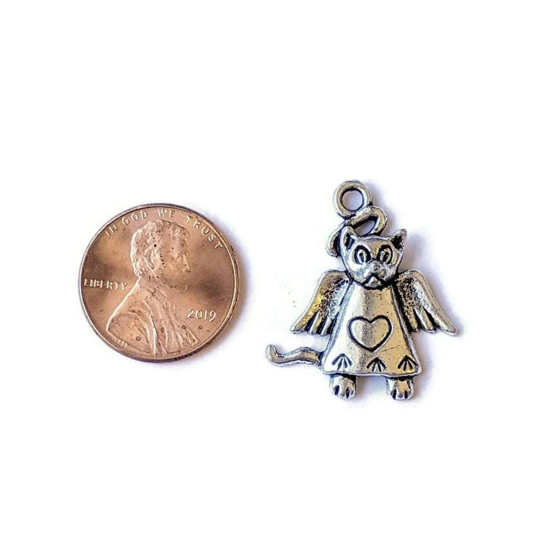 Cat Angel Charm - - LadybugfeetDesigns -