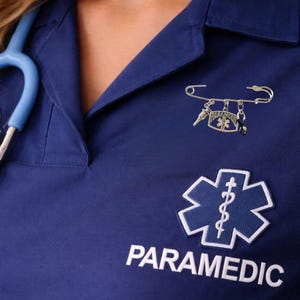 Paramedic Safety Pin Brooch, Purse Charm - - LadybugfeetDesigns -