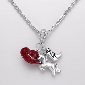 Country Western Girl Necklace, 20 inches - Silver - - LadybugfeetDesigns -