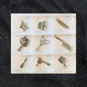 Hair Dresser Charm Box - 9 pc., Silver - - LadybugfeetDesigns -