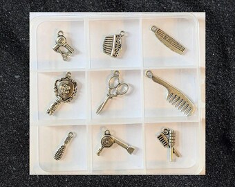 Hair Dresser Charm Box - 9 pc., Silver