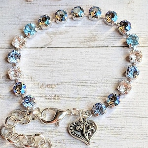 Fancy Filigree Heart Faceted Crystal Bracelet