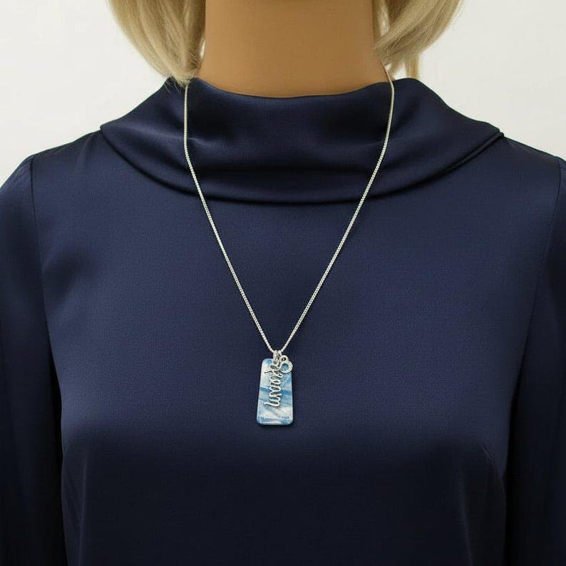 Dream Tag necklace, Sterling Silver - 30 inch - - LadybugfeetDesigns -