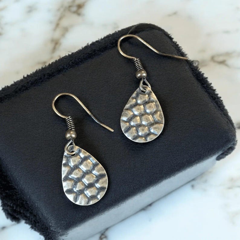 Antique Bronze Crocodile Tears Earrings - - LadybugfeetDesigns -