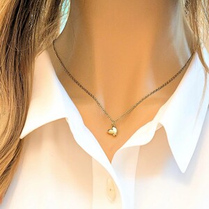 Heart necklace, Gold - 20 inch - - LadybugfeetDesigns -