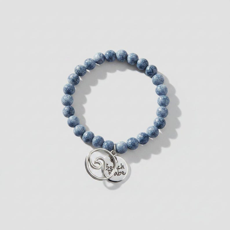 Beach Babe Beaded Stretch Bracelet - - LadybugfeetDesigns -