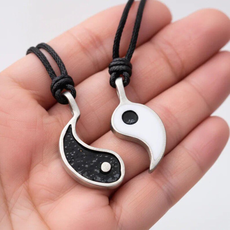 Adjustable YIN and YANG Double Necklace Set - - LadybugfeetDesigns -