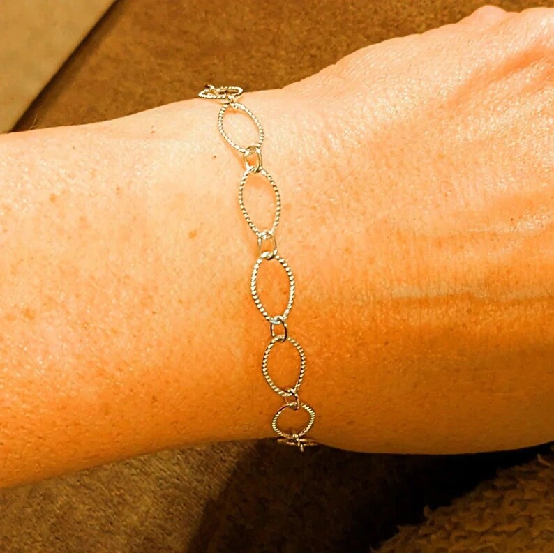 925 Sterling Silver Textured Charm Bracelet Base - D.i.y. - Build Your Charm Bracelet! - - LadybugfeetDesigns -