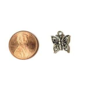 Silver Butterfly Charm III - - LadybugfeetDesigns -