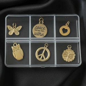 Peace Comes from Within Mini Charm Box - 6 pc., Gold - - LadybugfeetDesigns -
