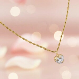 Sparkly Melting Heart necklace, Gold- 20 inch - - LadybugfeetDesigns -