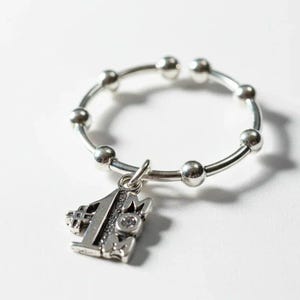 1 Mom Sterling Silver Adjustable Charm Ring - - LadybugfeetDesigns -