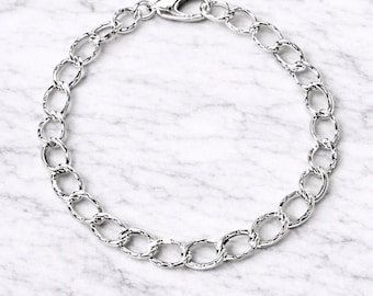Base para pulsera de dijes ovalada martillada en plata de ley 925 - Hazlo tú mismo - ¡Crea tu propia pulsera de dijes!