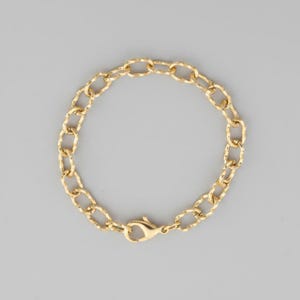 14K Gold Filled Textured Oval cable chain Bracelet Base - D.i.y. - Build Your Charm Bracelet! - - LadybugfeetDesigns -