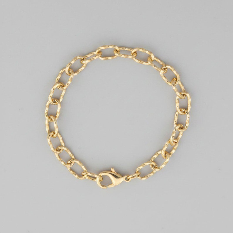14K Gold Filled Textured Oval cable chain Bracelet Base - D.i.y. - Build Your Charm Bracelet! - - LadybugfeetDesigns -
