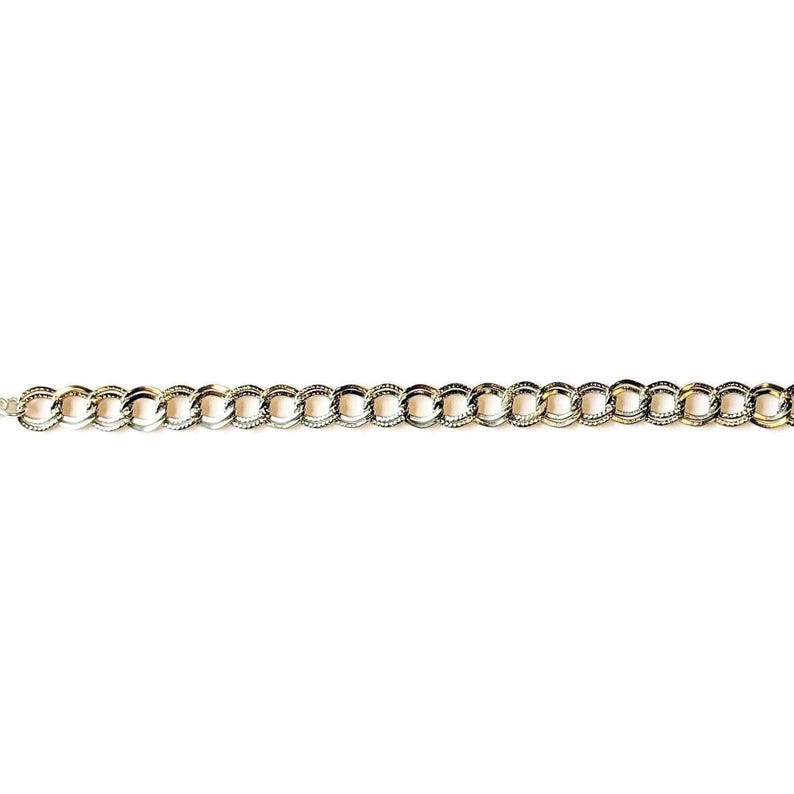 Silver Double Textured Link Charm Bracelet Base - D.I.Y. - BUILD YOUR CHARM BRACELET!