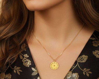 Zodiac Wheel Chart necklace, Gold - adjustable up to 24 inches