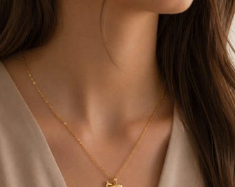 クジラネックレス、ゴールド - 20インチ