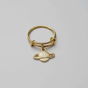 Celestial Saturn Expandable Charm Ring - Gold - - LadybugfeetDesigns -