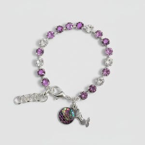 Mermaid Faceted Crystal Bracelet, Silver - - LadybugfeetDesigns -