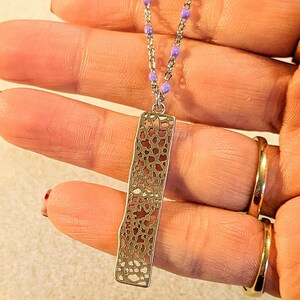 Silver Tag Crystal Bead Necklace, 20 inch - - LadybugfeetDesigns -