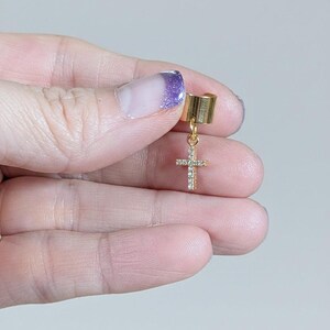CZ Cross Ear Cuff, Gold - - LadybugfeetDesigns -
