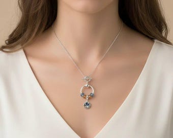 Sleeping Under the Stars Sterling Silver Toggle Charm Necklace, 20 inches