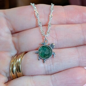 Multi Faceted CZ Turtle Necklace, Sterling Silver - 20 inch - - LadybugfeetDesigns -