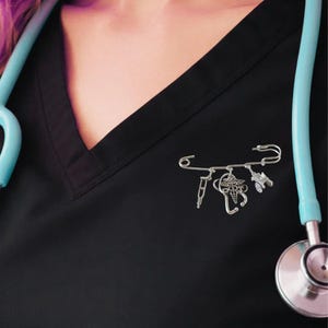 PT - Physical Therapist Safety Pin Brooch, Purse Charm - - LadybugfeetDesigns -