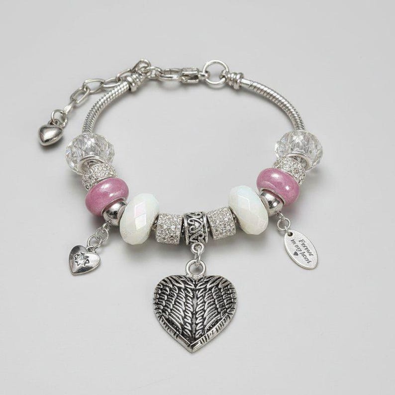 Forever in My Heart Memory bracelet, Silver - - LadybugfeetDesigns -