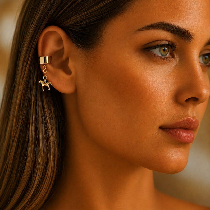 Horse Ear Cuff, Gold - - LadybugfeetDesigns -