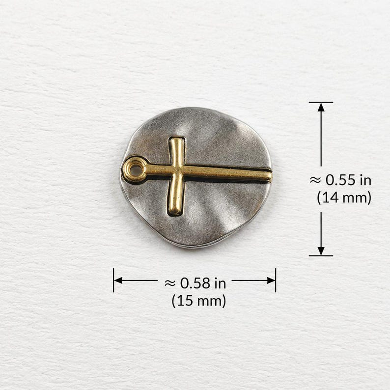 Gold Cross on Silver Two-Tone Necklace, 20 inches - Gold - - LadybugfeetDesigns -