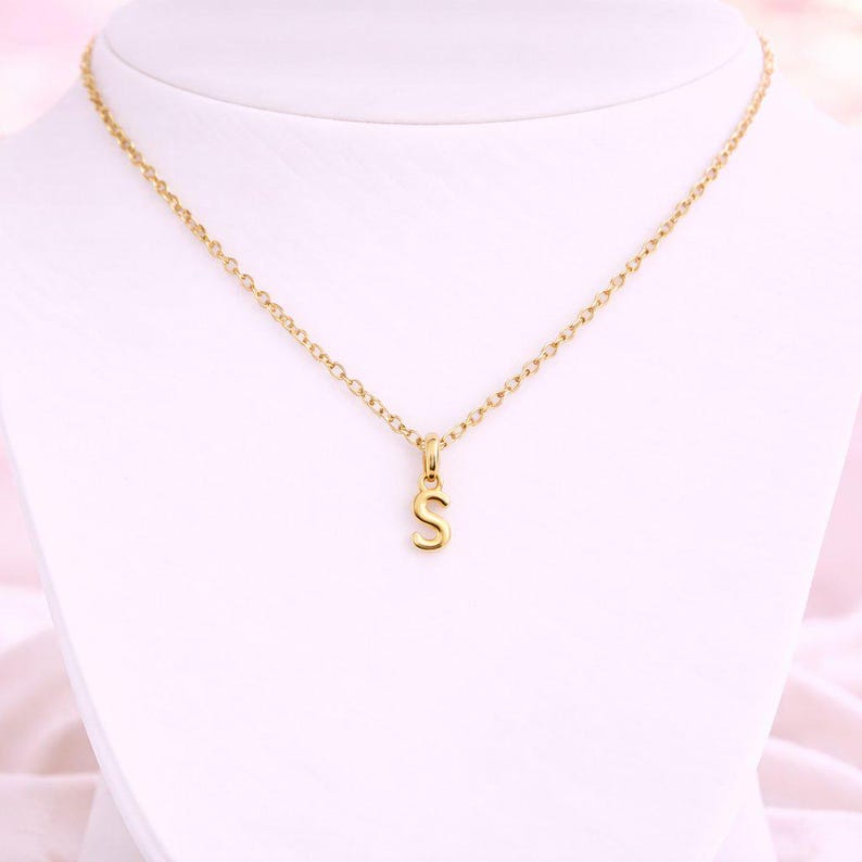 Mini Bubble Initial Necklace - Gold- 20 inch - - LadybugfeetDesigns -