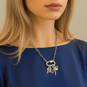 Large Dragonfly, Garden Friends Carabiner Necklace, Silver - 20 inch - - LadybugfeetDesigns -