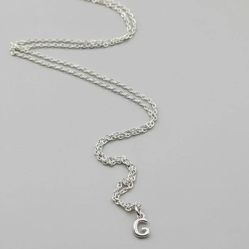 Mini Bubble Initial Necklace - Silver- 20 inch - - LadybugfeetDesigns -